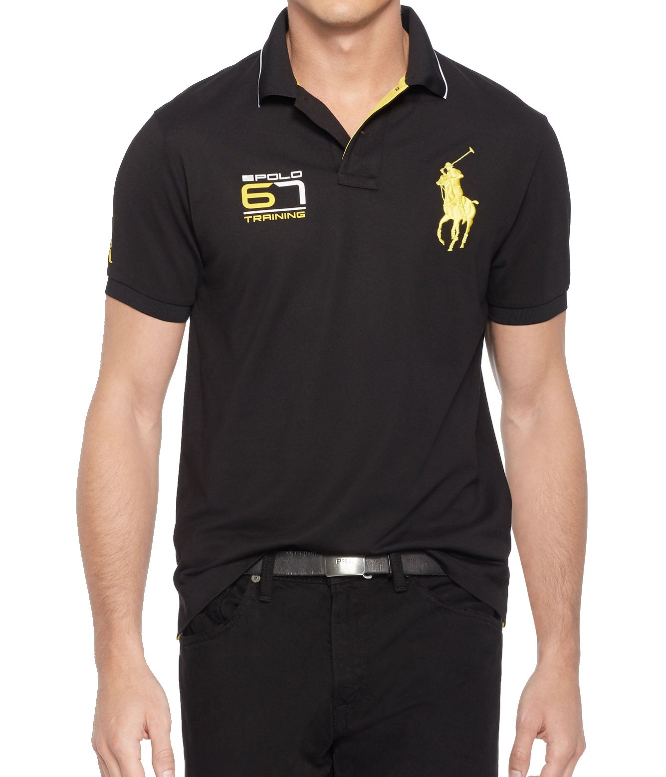 Ralph Lauren Men's Performance Mesh Polo Shirt - Short Sleeve Moisture-Wicking Golf Shirt, Black, Size Medium - Perfect for Golf, Tennis & Casual Summer Wear