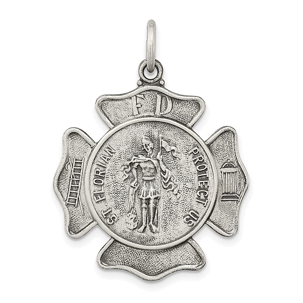 925 Sterling Silver Saint Florian Medal Pendant Necklace - Religious Patron Saint Jewelry for Women, Firefighters & Emergency Workers - Perfect Gift for Her, Baptism, Confirmation & Spiritual Protection
