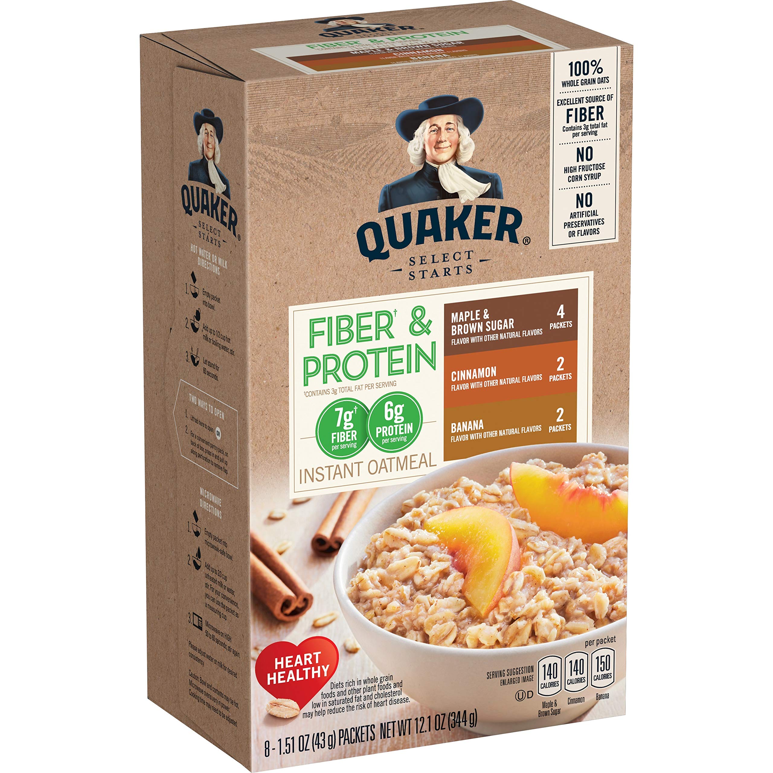 Quaker Instant Oatmeal Weight Control Variety Pack - 12.6oz (4 Boxes, 8 Packets Each) | High Fiber Breakfast Cereal for Weight Management | Perfect for Busy Mornings, Office Snacks & Healthy Diet Plans