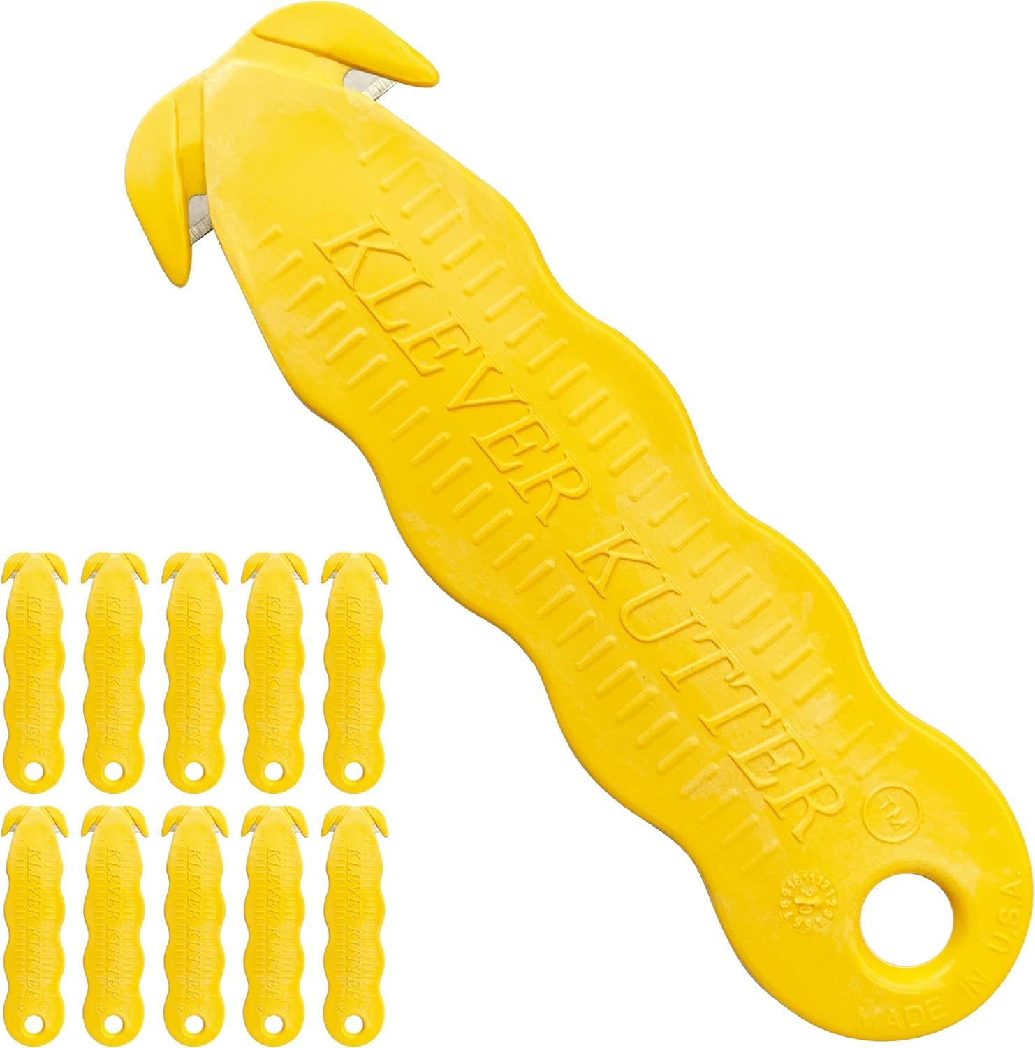 Klever Kutter Box Cutter - 100 Pack Bulk Utility Knives for Shipping, Packaging, Warehouse & Crafting | Heavy Duty Retractable Blades for Cardboard Cutting