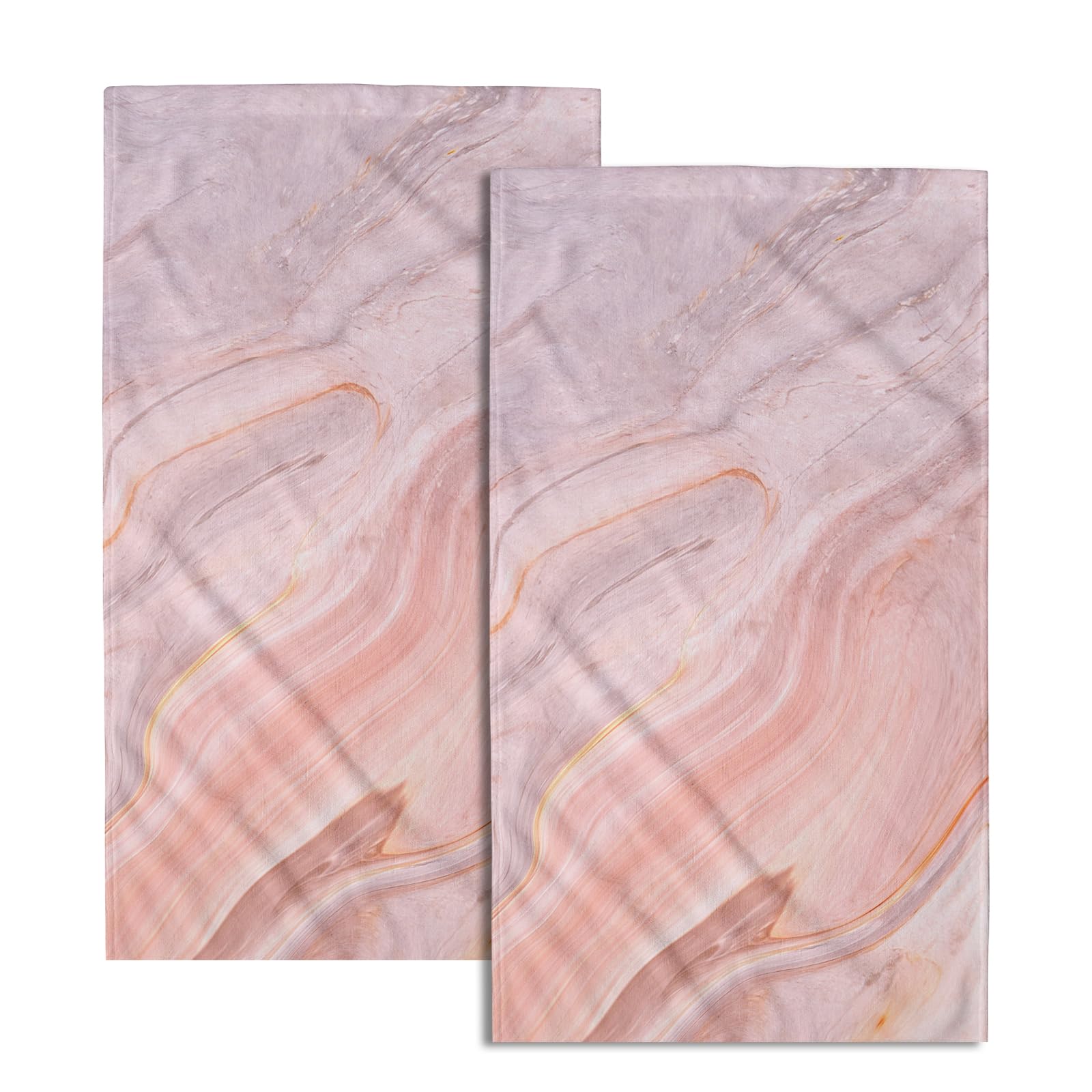Luxury Marble Bath Towels Set of 2 - Rose Gold & Gray Super Soft Hand & Bath Towels for Bathroom, Kitchen, Hotel, Spa | Valentine's Day, Mother's Day & Wedding Gifts | Perfect for Home Decor, Guest Towels & Luxury Spa Experience