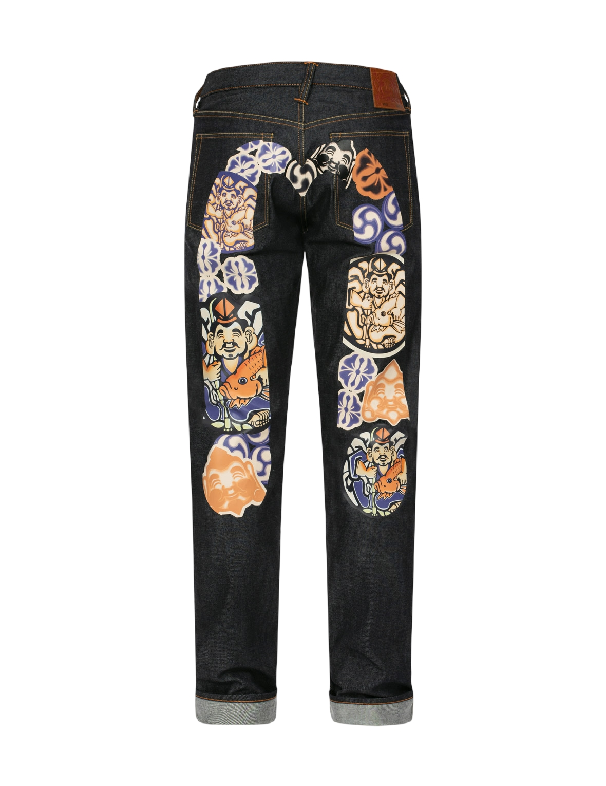 Godhead & Kamon Daicock Print Carrot Fit Jeans #2017 - Stylish Slim Fit Denim Pants for Men, Vintage Washed Skinny Jeans, Perfect for Casual Wear, Street Fashion & Night Out