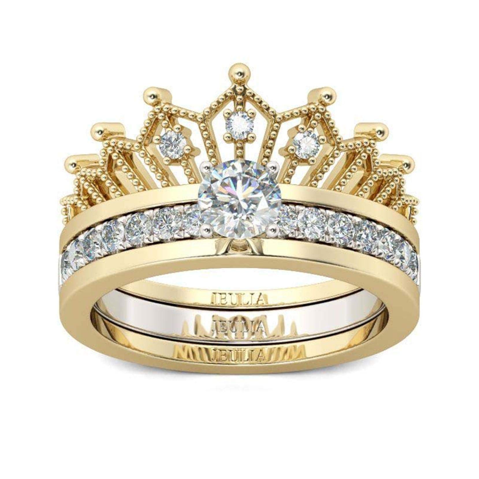 Exquisite 2-in-1 Vintage Diamond Ring Set for Women - Engagement Wedding Band & Cocktail Halo Rings - Perfect for Bridal Jewelry, Anniversary Gifts & Special Occasions
