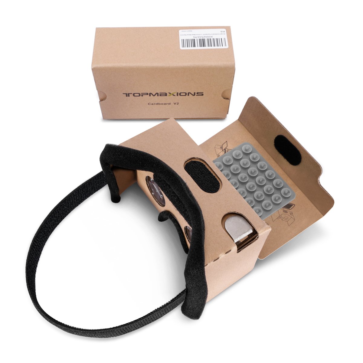 Topmaxions 3D VR Virtual Reality Headset - DIY Google Cardboard Compatible with iPhone & Android Phones Up to 6 Inch | Immersive 3D Movies & Gaming Experience | Perfect for Home Entertainment & VR Exploration