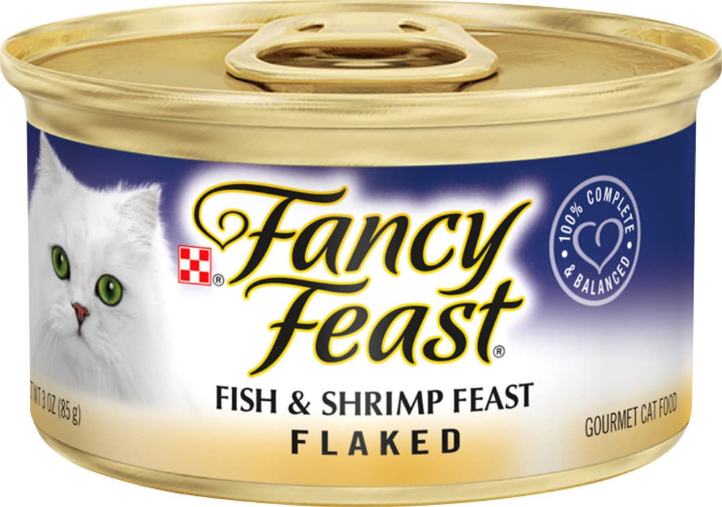 Fancy Feast Grilled Wet Cat Food 3 Oz (12-Pack) with Femme 4OZ Soy Pet Odor Eliminating Candle - Fish & Shrimp Scent | Premium Cat Meal & Home Fragrance Solution for Pet Owners