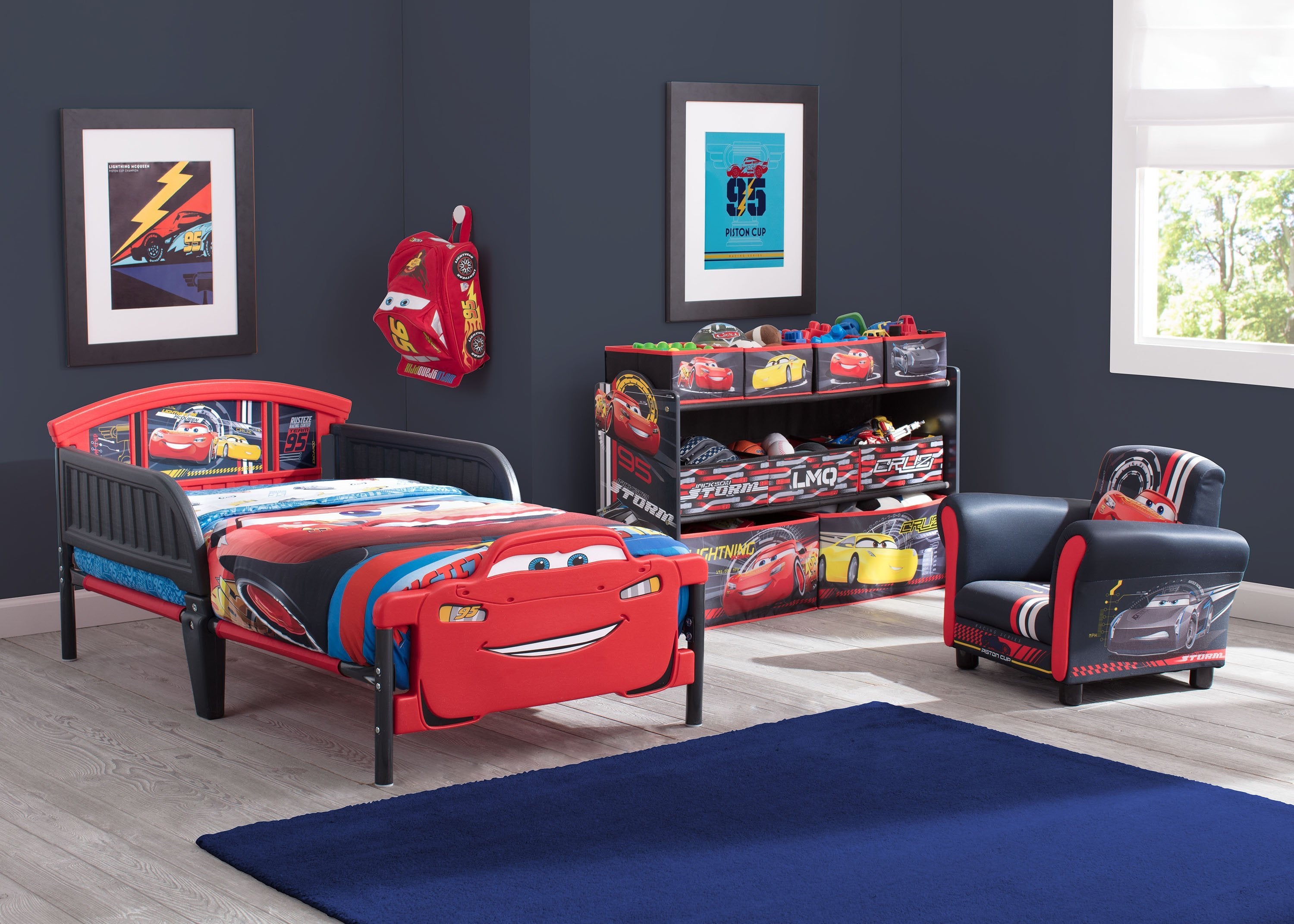 Cars 3D Footboard Toddler Bed - Lightning McQueen Themed Kids Bed for Boys & Girls - Perfect for Nursery, Bedroom, and Playroom Decor