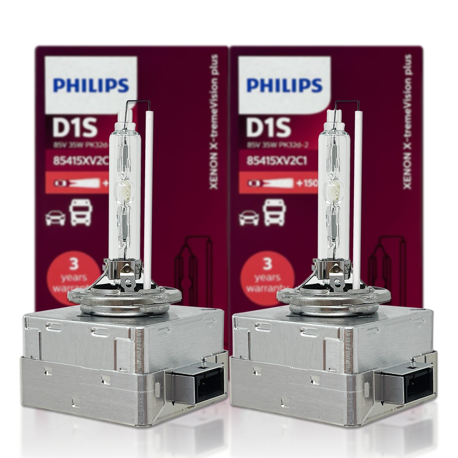 Philips 85415XV X-tremeVision PLUS HID Xenon Bulbs - Pack of 2 | High-Intensity Discharge Headlight Replacement for Improved Night Driving Visibility | Perfect for Cars, Trucks & SUVs