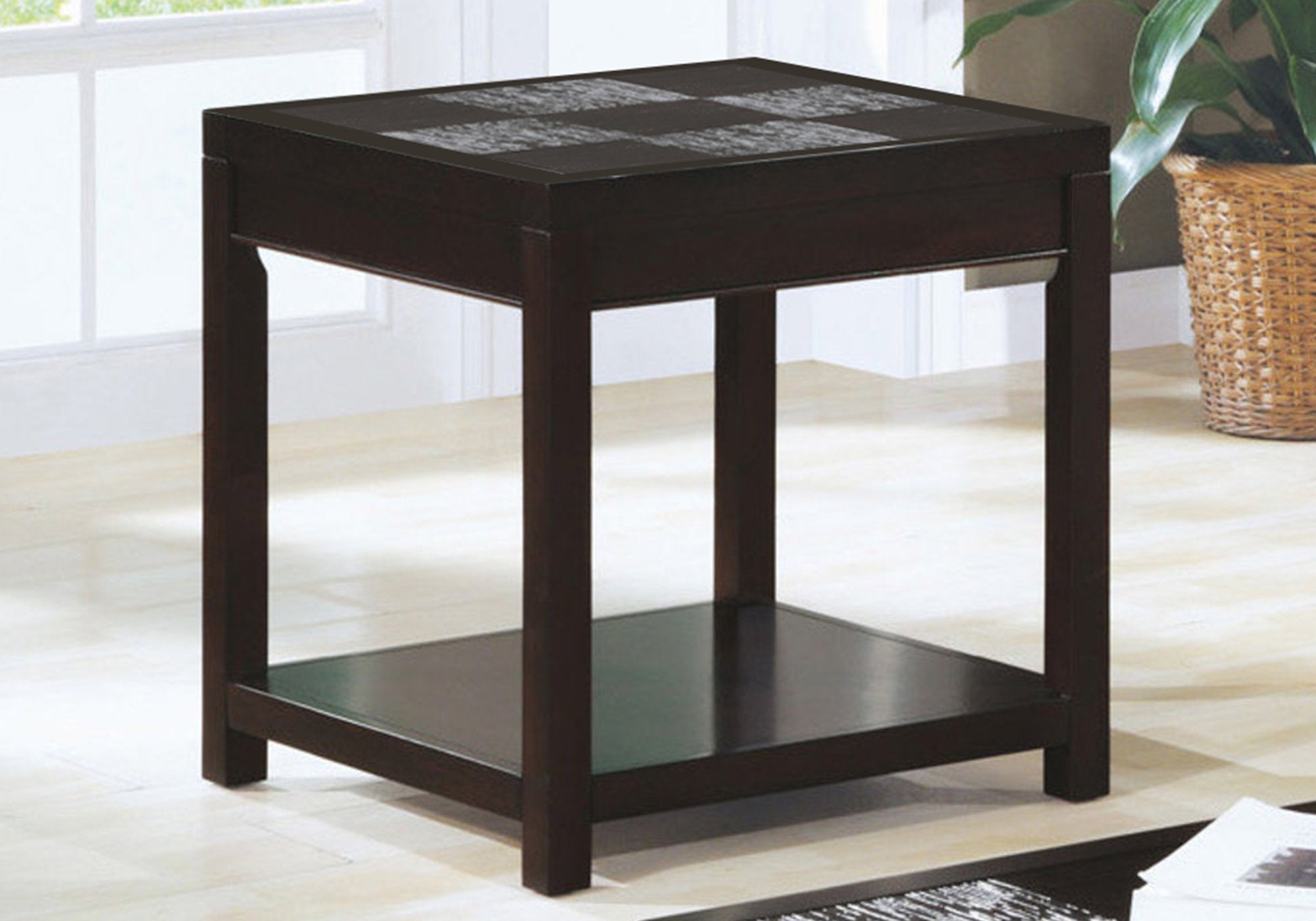 Modern Espresso Veneer Accent Table - Stylish Side Table for Living Room, Bedroom, or Office Decor