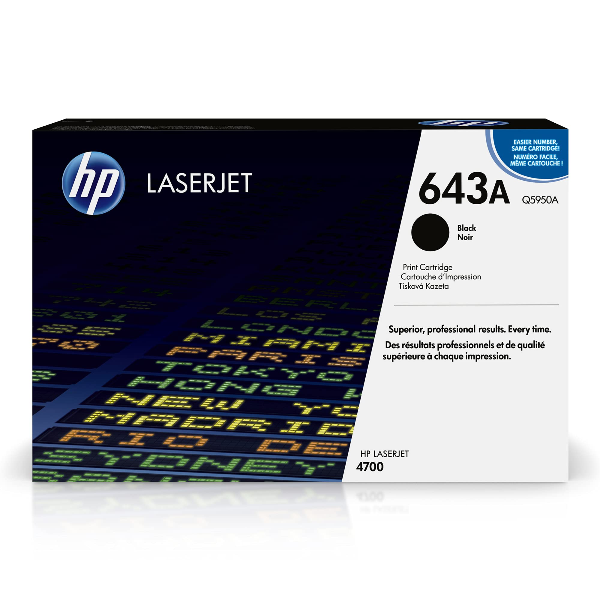 HP 643A Black Toner Cartridge - Compatible with HP Color LaserJet 4700 Series (Q5950A) | High-Yield Replacement for Office Printing & Business Documents