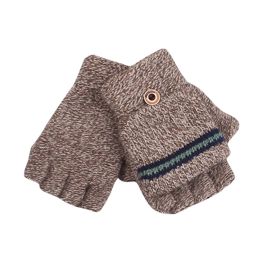 AB-Yarn Finger Gloves for Kids & Adults - Winter Warm Half Knit Mittens for Boys & Men - Perfect for Snow Play, Skiing & Cold Weather Activities