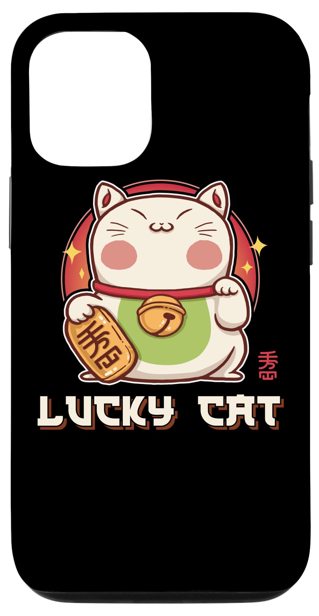iPhone 12/12 Pro Lucky Maneki Neko Waving Cat Case - Cute Anime Phone Cover for Good Fortune & Protection | Perfect for Anime Fans & Japanese Culture Lovers