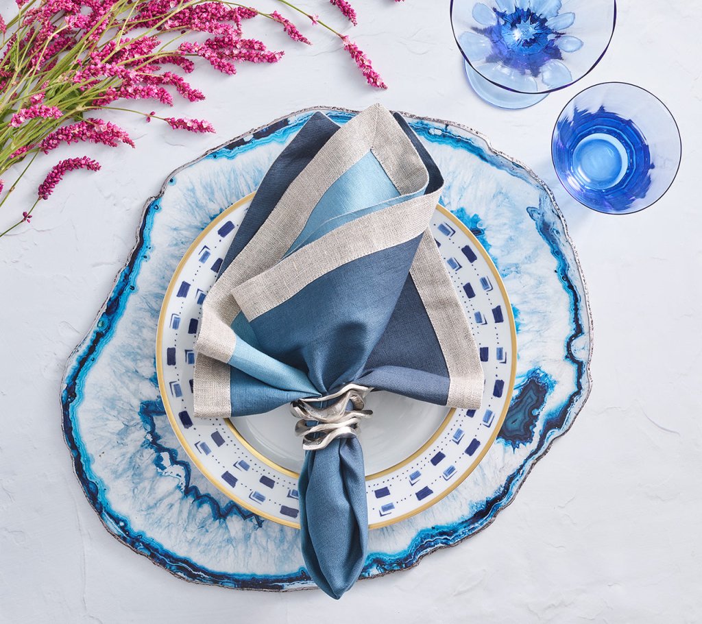 Blue Marine-Themed Placemats - Set of 4 Non-Slip Dining Table Mats for Beach House, Coastal Kitchen or Nautical Decor