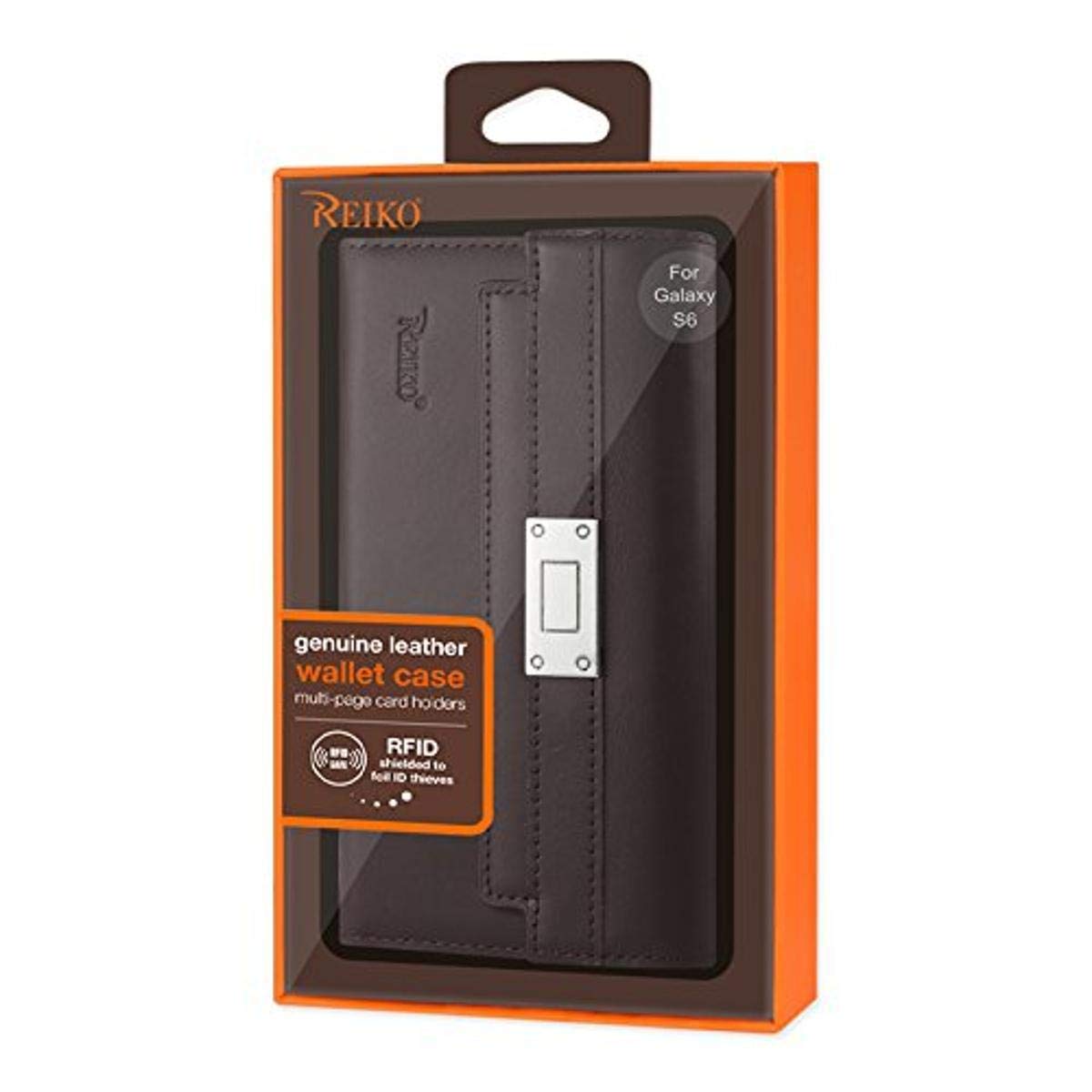 Genuine Leather Wallet Case with RFID Protection & Metal Buckle Belt for Samsung Galaxy S6 - Umber Brown | Premium Phone Cover with Card Slots | Perfect for Business, Travel & Everyday Use