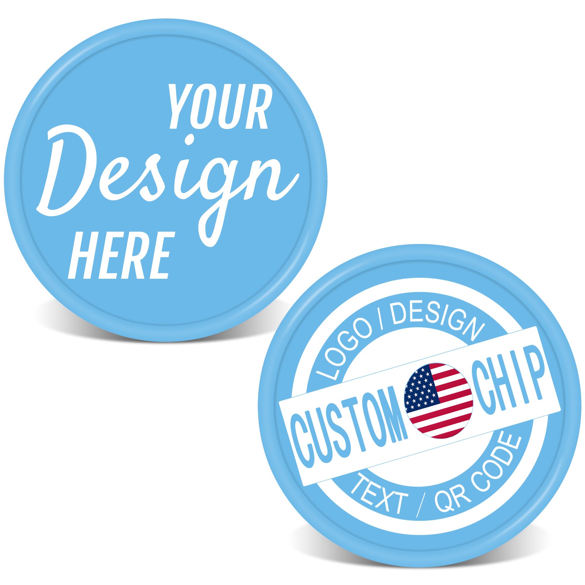 500 Custom Poker Chips with Personalized Logo/Text - Durable Plastic Poker Chips for Casino Games, Golf Ball Markers, Challenge Coins, Business Cards & Drink Tokens - Perfect for Game Nights, Corporate Events & Fundraisers
