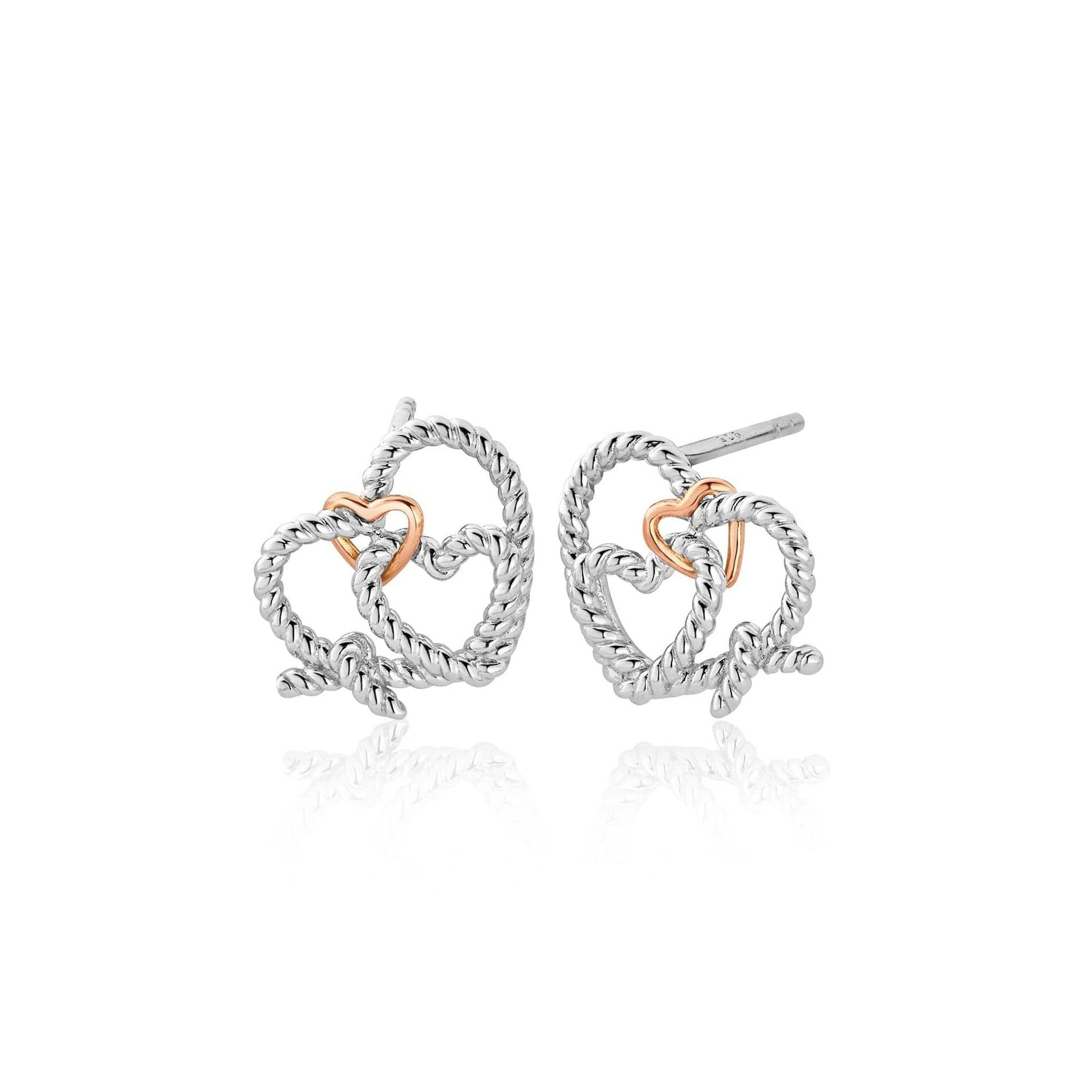 Clogau Bound Forever Stud Earrings - Sterling Silver Heart Stud Earrings for Women, Perfect Gift for Anniversary, Valentine's Day & Special Occasions