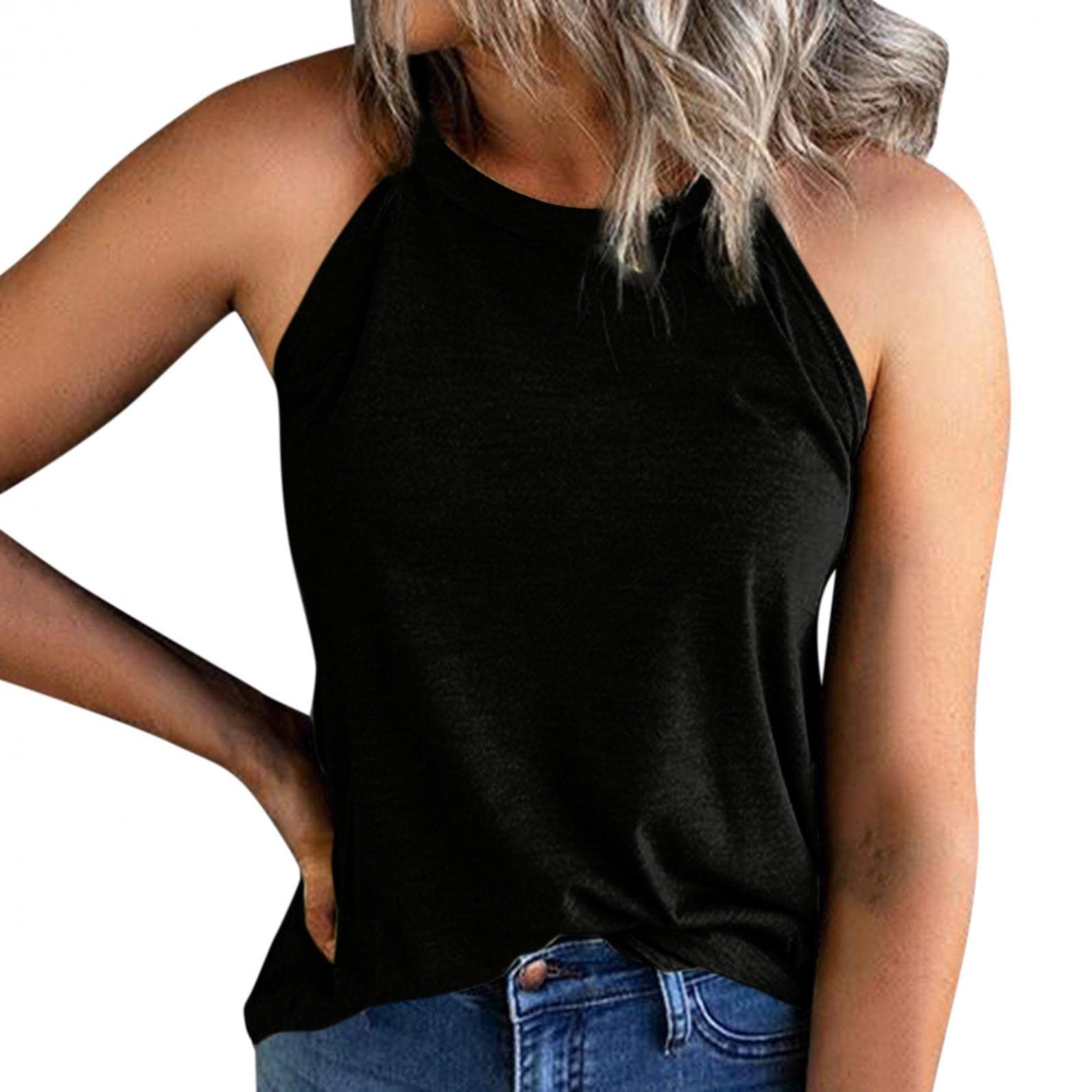 Women's Loose Fit Tank Top - Sleeveless Halter Spaghetti Strap Flowy Basic Tee for Workout, Yoga & Casual Wear | Breathable Summer Tops for Women