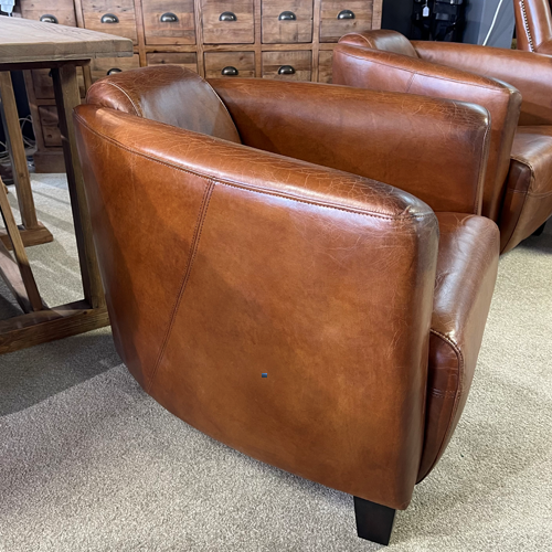Viking Leather Armchair - Handcrafted Aged Brown Genuine Leather Chair for Living Room, Study & Office - Durable & Comfortable Seating Furniture