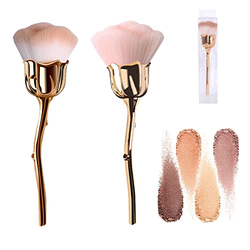 2Pcs Nail Dust Brush & Rose Flower Makeup Brush Set - Extra Large Face Powder Blush Brush for Nail Art Cleaning & Professional Makeup Application - Perfect for Salon, Home Manicure & Cosmetic Use