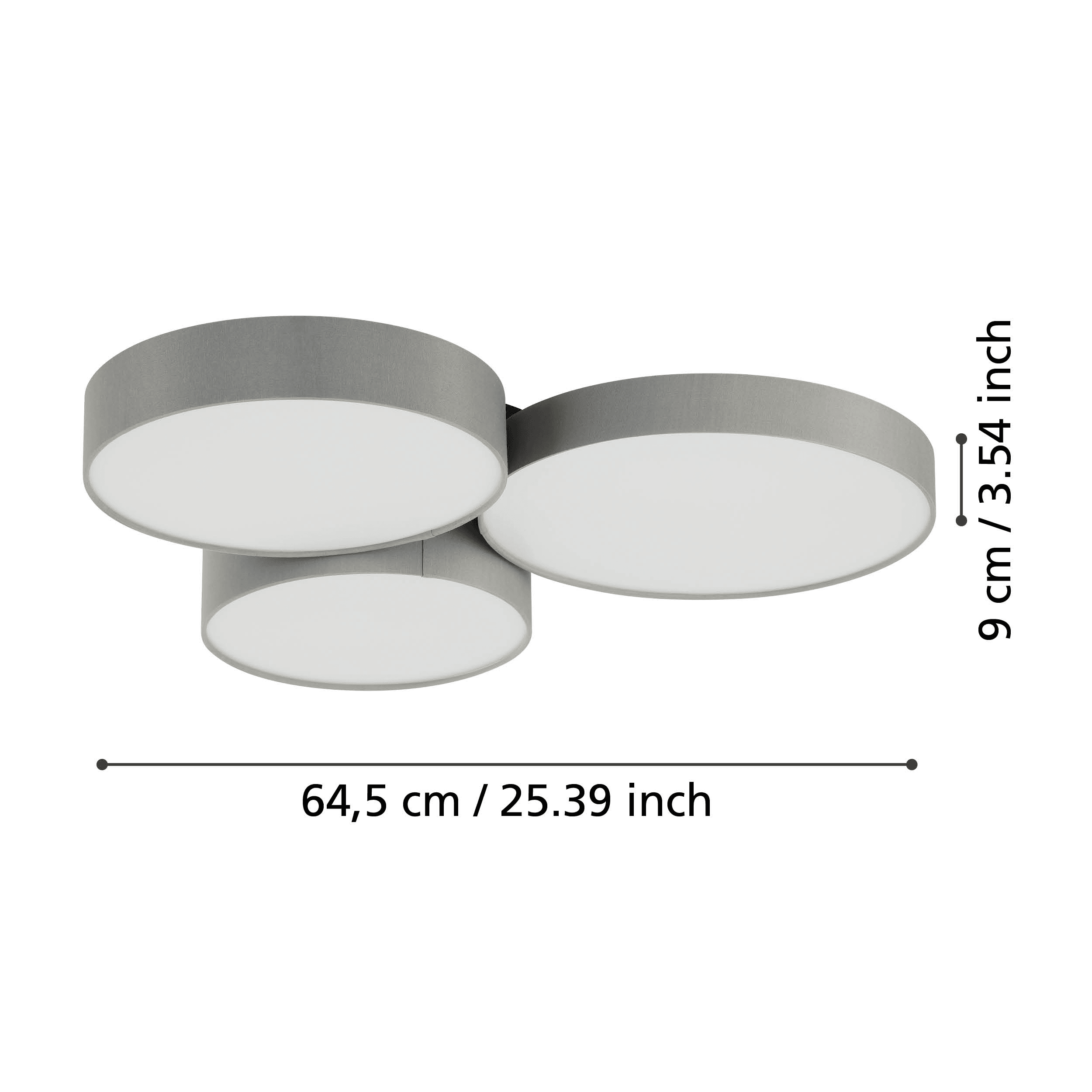 Eglo Connect Barbano Z Smart LED Ceiling Light - 3 Light Fixture in Grey - Dimmable & Voice Control Compatible with Alexa & Google Home - Perfect for Living Room, Bedroom, or Kitchen Lighting