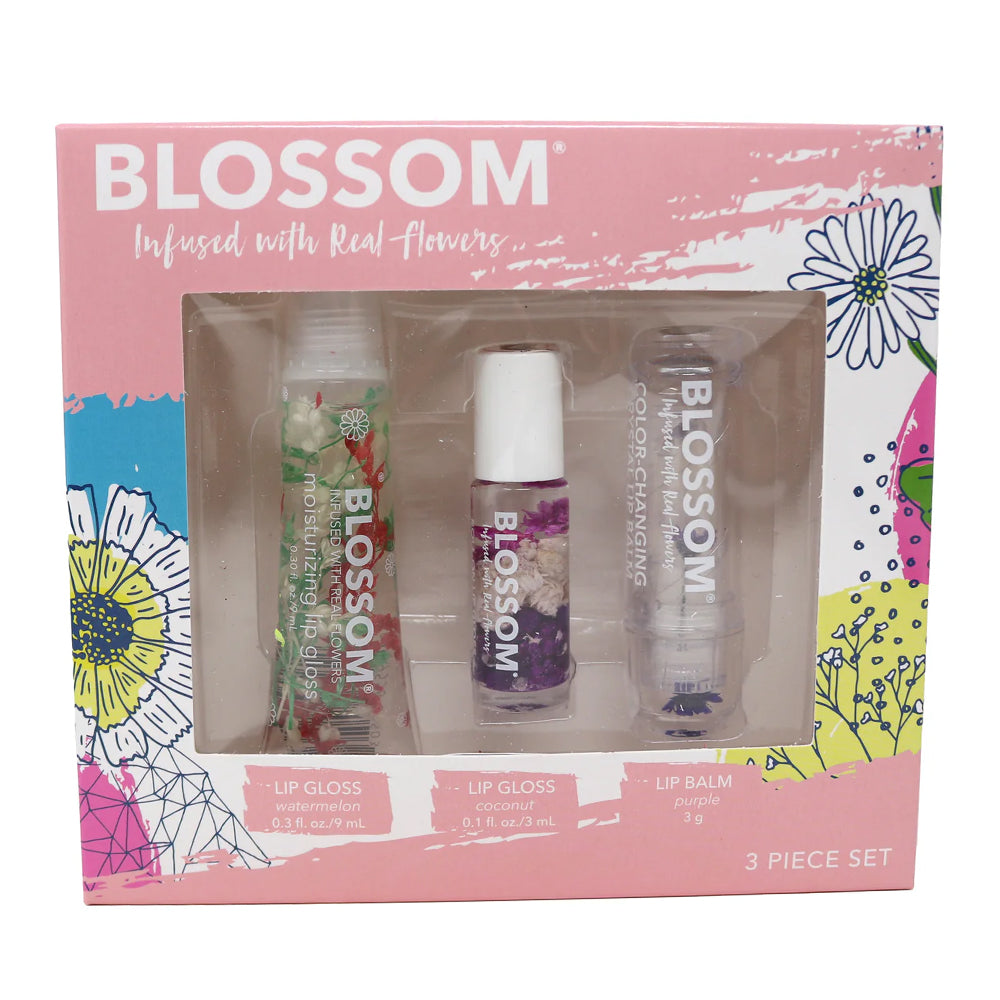 Blossom Moisturizing Lip Gloss - Color Changing Lip Balm Mini Roll On (3 Pack) for Hydration & Natural Tint | Perfect for Daily Use, Date Night & On-The-Go Touch Ups