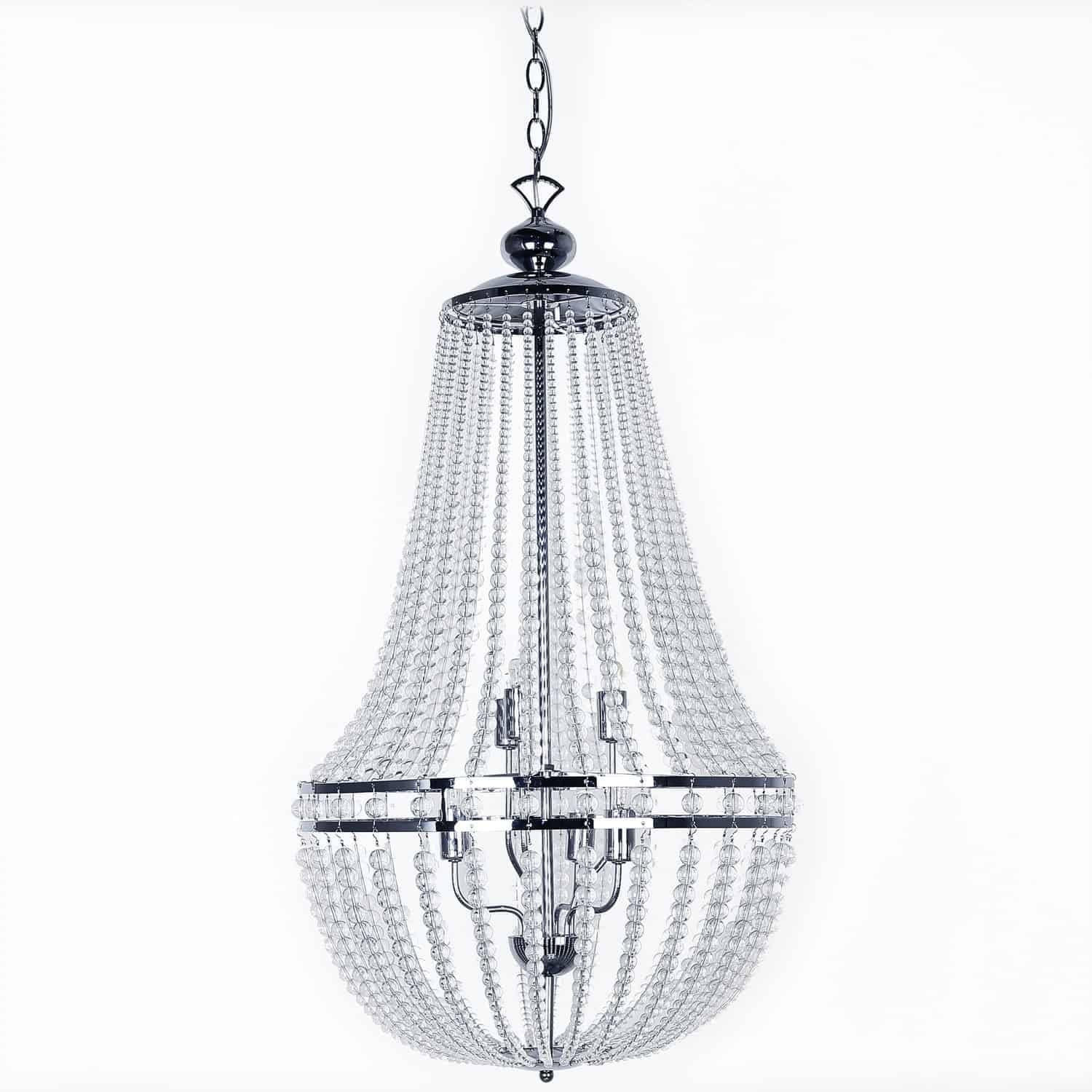 Dainolite 6-Light Clear Glass Chandelier - Modern Crystal Ceiling Light Fixture for Dining Room, Bedroom & Living Room Decor