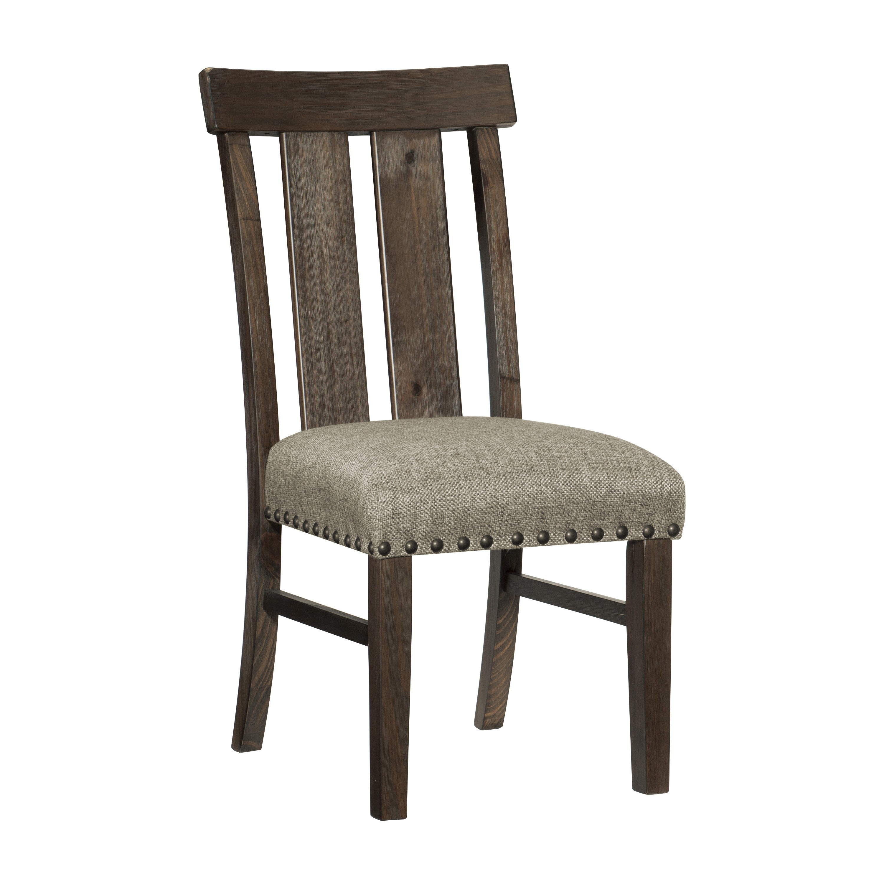 Set of 2 Classic Brown Upholstered Dining Chairs with Nailhead Trim - Solid Wood Kitchen & Dining Room Furniture for Home, Restaurant, and Office Use