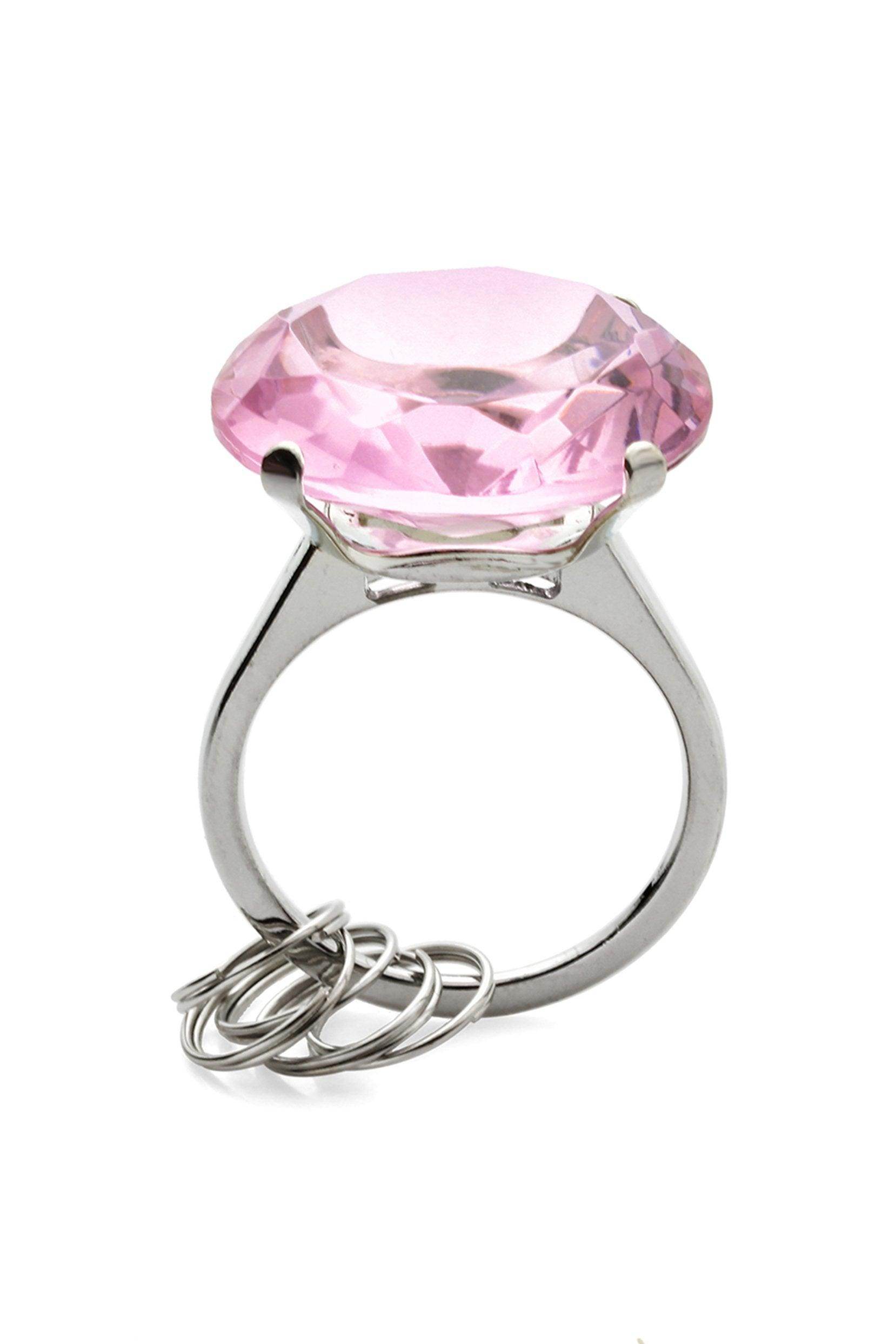 Pink Diamond Ring Keychain Set of 6 - Elegant Wedding Favors, Bridal Shower Gifts, Party Giveaways - Perfect for Bachelorette Parties, Anniversary Celebrations & Romantic Proposals