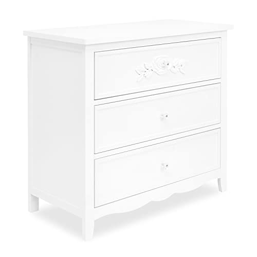 Sweetpea Baby Rose/Tiana 3-Drawer Dresser in Frost - Sustainable Pinewood Nursery Furniture, Non-Toxic, Easy to Assemble - Perfect for Baby Room Organization & Storage