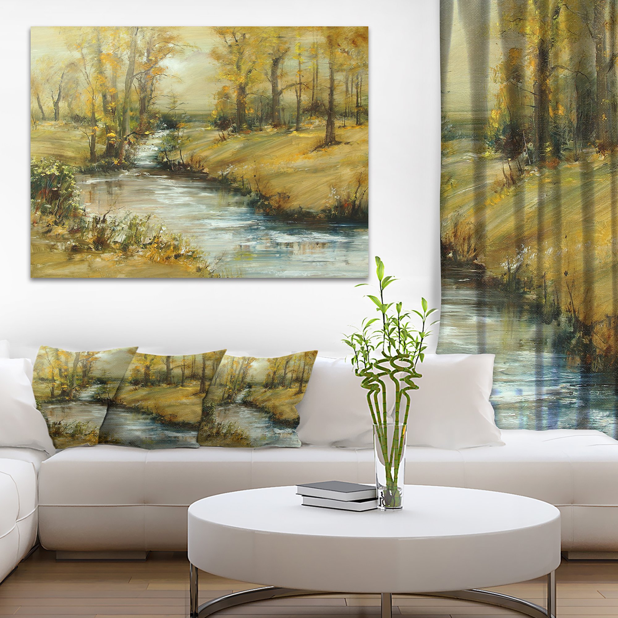 Brook in Autumn Oil Painting - Handmade Landscape Canvas Art Print for Home & Office Wall Decor - Perfect for Living Room, Bedroom, and Office Spaces