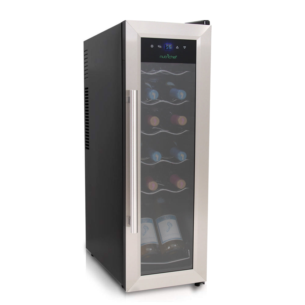 Smart Wine Cooler Refrigerator - 12 Bottle Dual Zone Wine Fridge with Digital Temperature Control for Red & White Wines - Perfect for Home Bars, Kitchens, and Wine Cellars