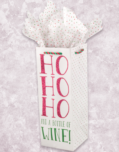Festive Christmas Wine Bags - Ho Ho Ho Holiday Gift Bags for Wine Bottles - Perfect for Holiday Parties, Secret Santa Gifts & Christmas Celebrations
