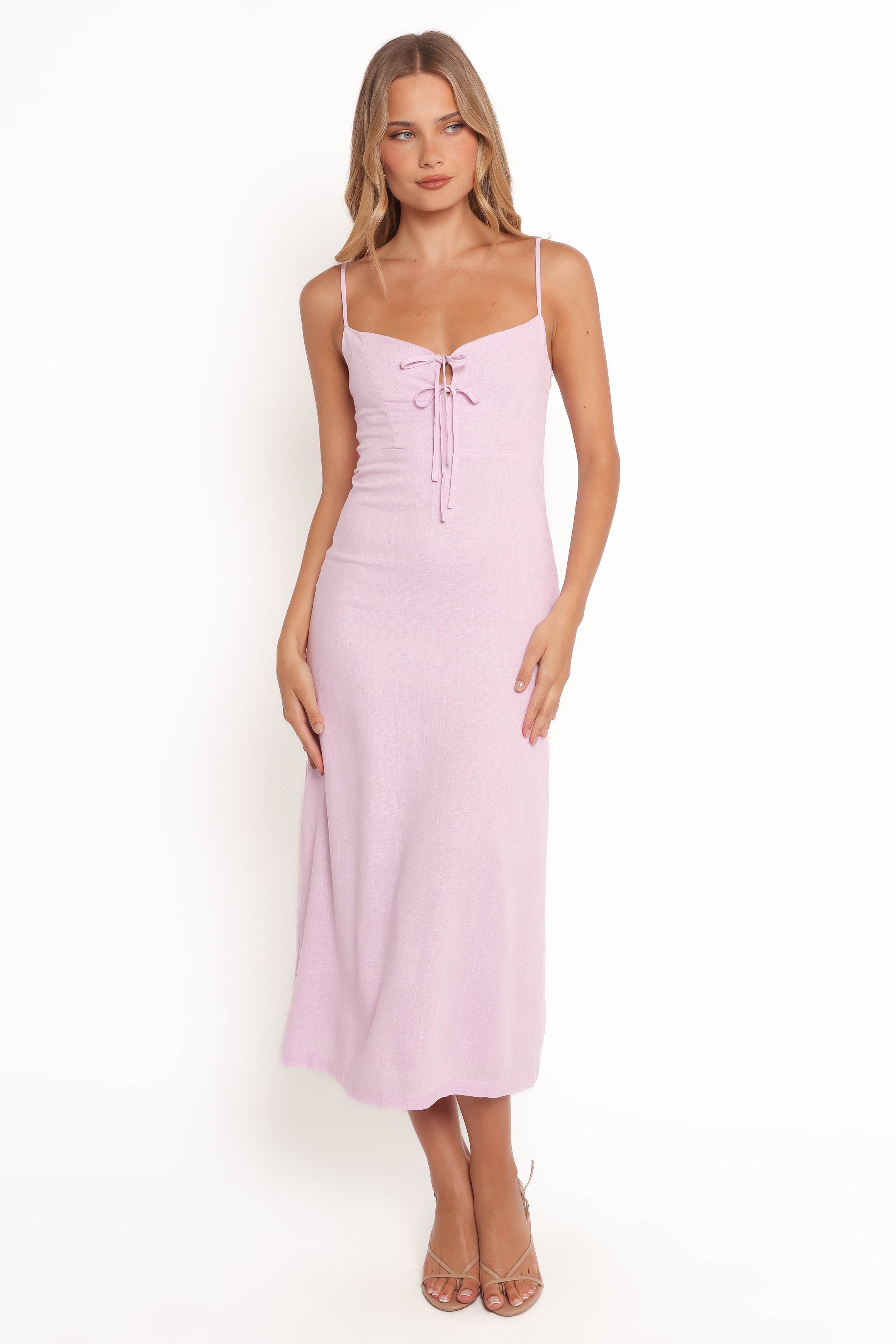 Andreya Floral Midi Dress for Women - Elegant Lilac Summer Dress for Casual Wear, Office & Date Night | Lightweight & Comfortable