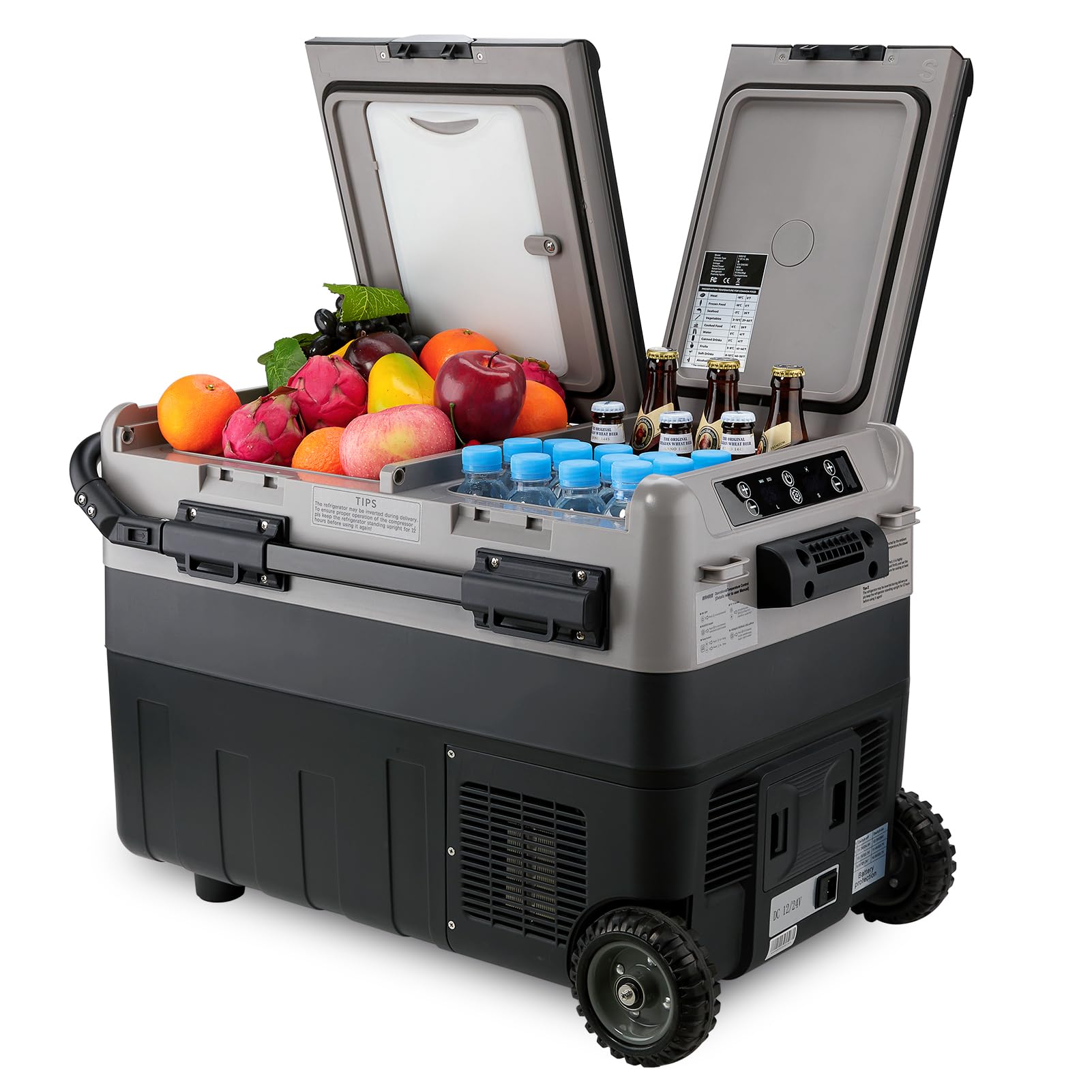 Kohree 42 Quart (40L) 12V Car Refrigerator - Dual Zone Portable Fridge Freezer with Dual Door, -4°F to 68°F Temperature Range, 12/24V DC & 100-240V AC Power for RV, Camping, Travel, Road Trips & Outdoor Adventures