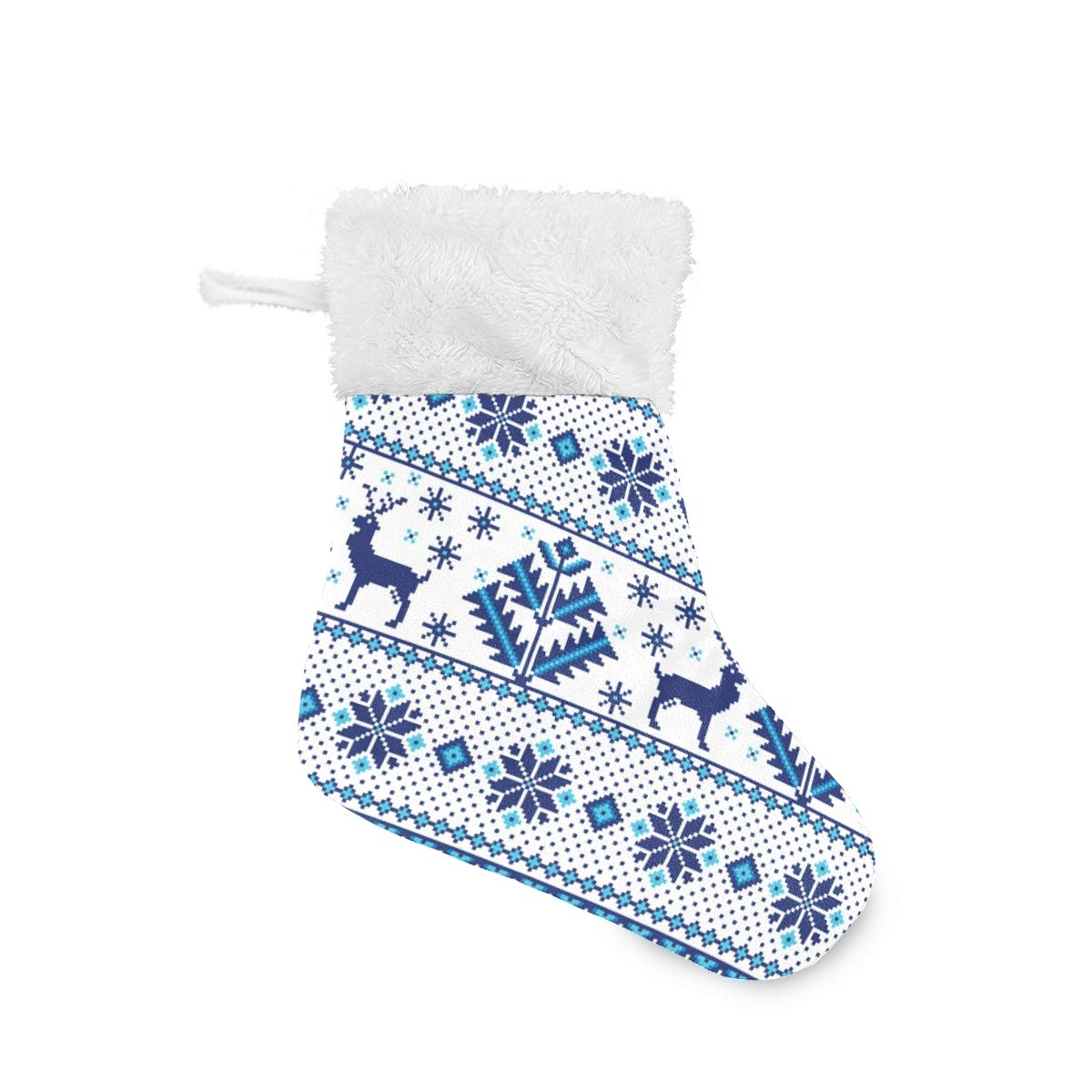 Serenasyoung Christmas Mini Stockings - Blue Holiday Pattern Stockings, Gift Card & Candy Holders, Classic Xmas Decor for Family (4-Pack/6-Pack, 7.87x5.5 inches) - Perfect for Fireplace, Tree Decor & Party Favors