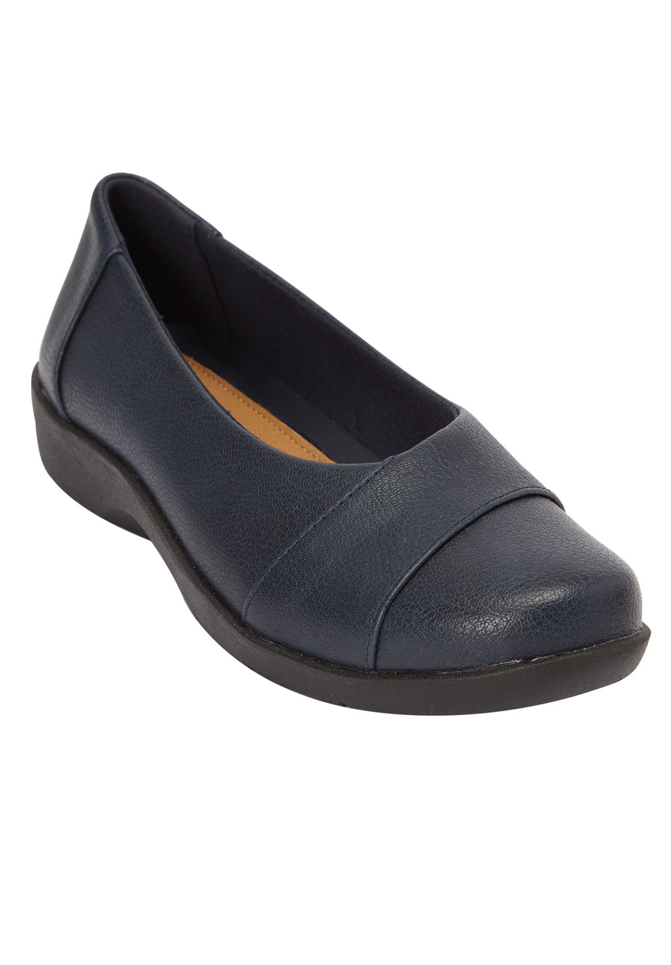 Comfortview Women's Wide Width The Gab Flat Shoes - Comfortable Slip-On Flats for Work, Travel & Everyday Wear