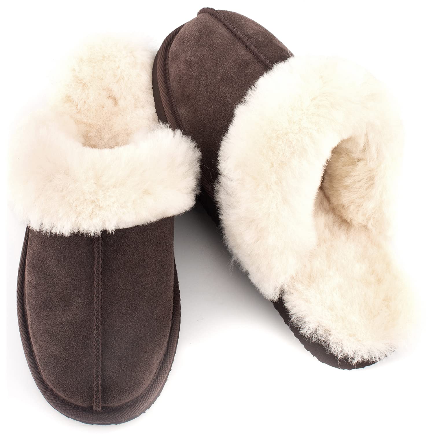 Parfeying Women's Sheepskin House Slippers - Indoor/Outdoor Comfortable Shearling Shoes for Women - Cozy Home Wear, Winter Warmth & Casual Outings