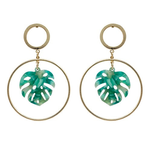 Stylish Green Acetate Leaf Earrings for Women - Lightweight & Hypoallergenic Fashion Jewelry - Perfect for Parties, Weddings & Everyday Wear