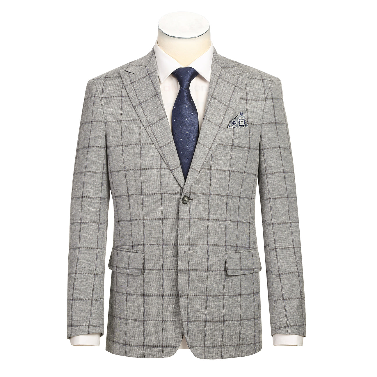 Renoir Alessandro Vitello Slim Fit Blazer for Men - Gray Blue 44 - Premium Business Jacket for Office, Weddings & Formal Events