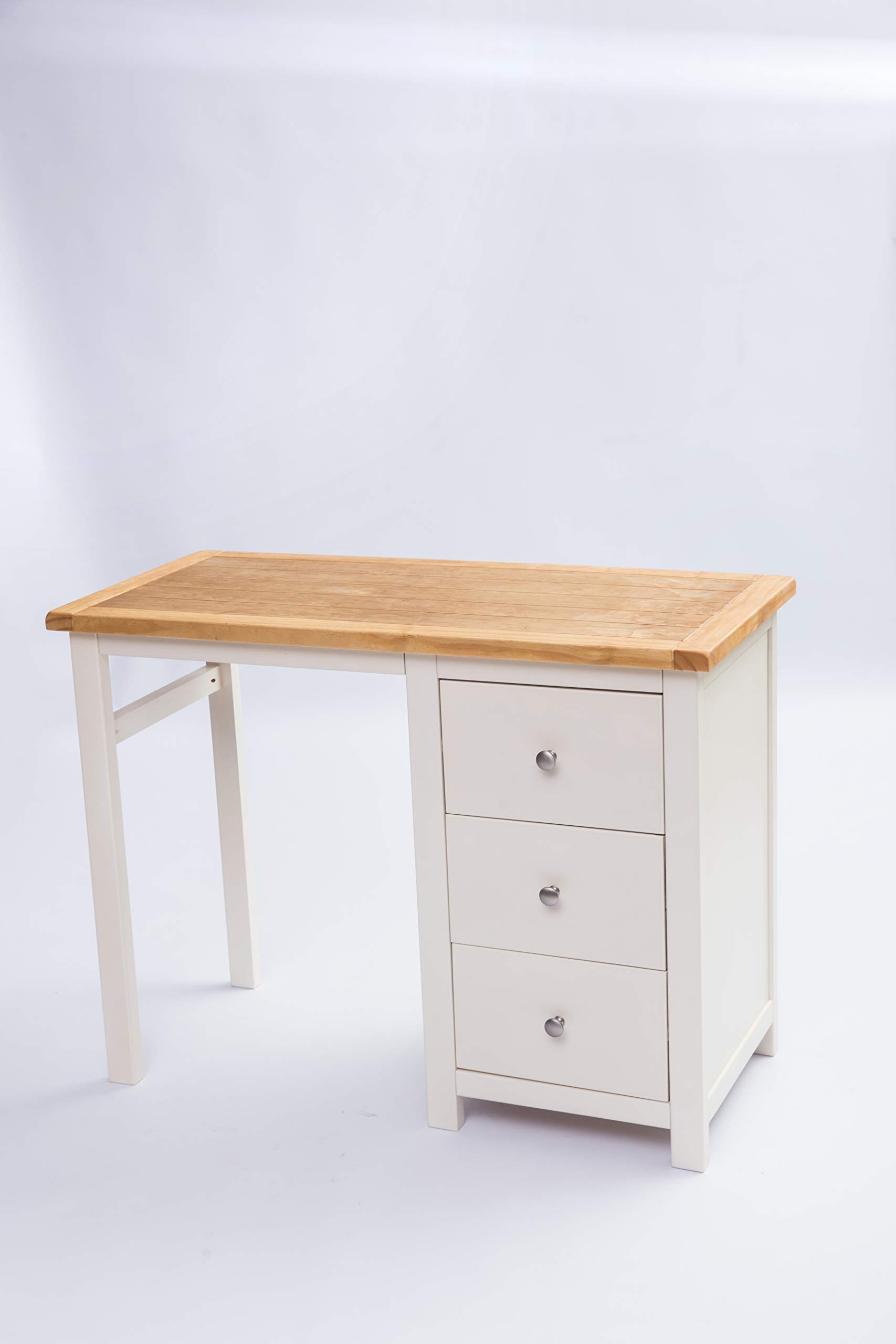 Arise Sun Solid Wood Desk with 3 Drawers (Ivory) - Modern Home Office Furniture for Small Spaces | Perfect for Remote Work & Study