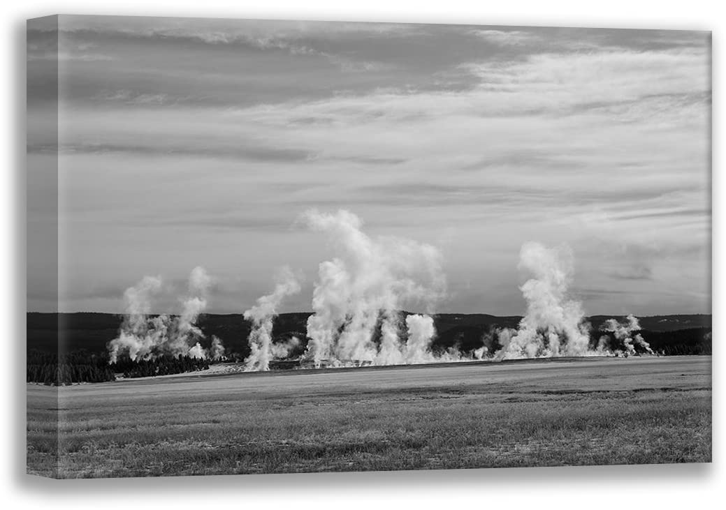 Diane Renkin Yellowstone National Park Art - 48x32 Inch Large Canvas Print of Fountain Paint Pots in Lower Geyser Basin - Premium Gallery Wrapped Wall Decor for Living Room, Office & Home
