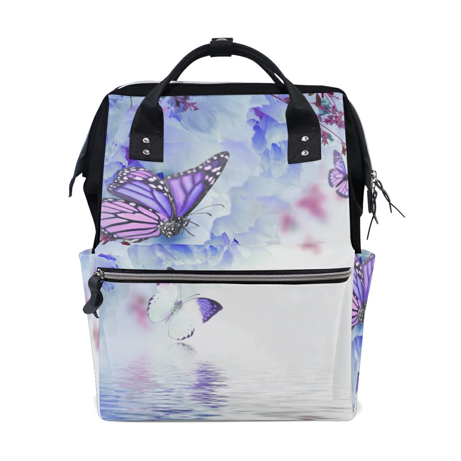 Stylish Laptop Backpack for Travel & School - Floral Butterfly Design Unisex Diaper Bag & Doctor Bag - Perfect for Work, College & Daily Commute