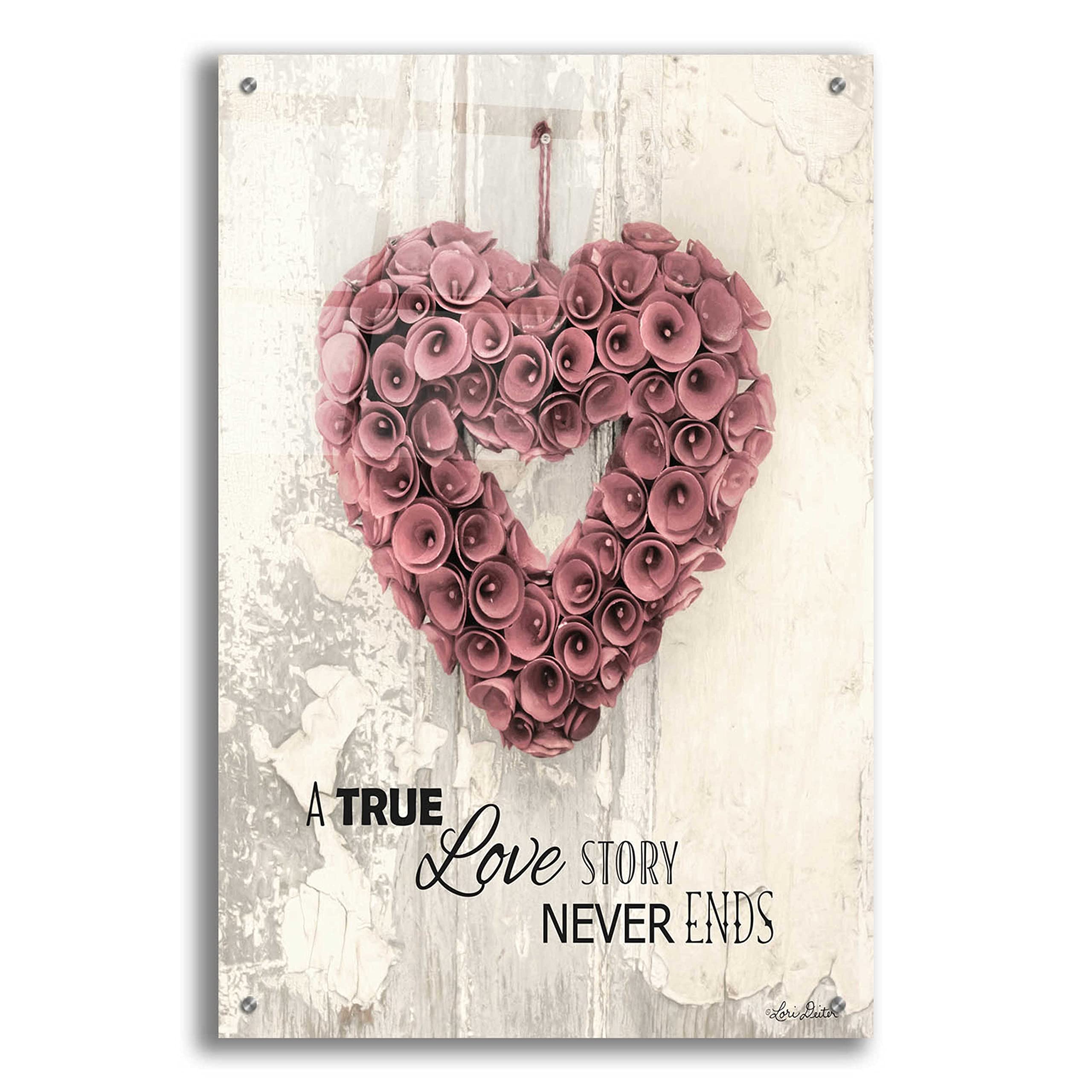 Epic Art 'A True Love Story' by Lori Deiter - 24x36 Inch Acrylic Glass Wall Decor for Living Room, Bedroom & Office - Modern Framed Canvas Painting for Home & Wedding Gift