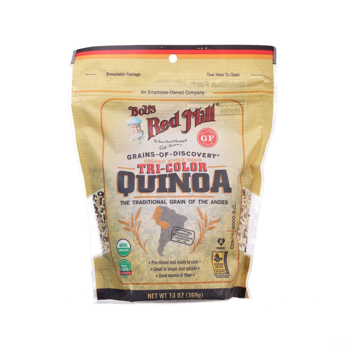Organic Whole Grain Tri-Color Quinoa by Bob's Red Mill - 369g | Non-GMO, Gluten-Free Superfood for Salads, Bowls & Healthy Meals