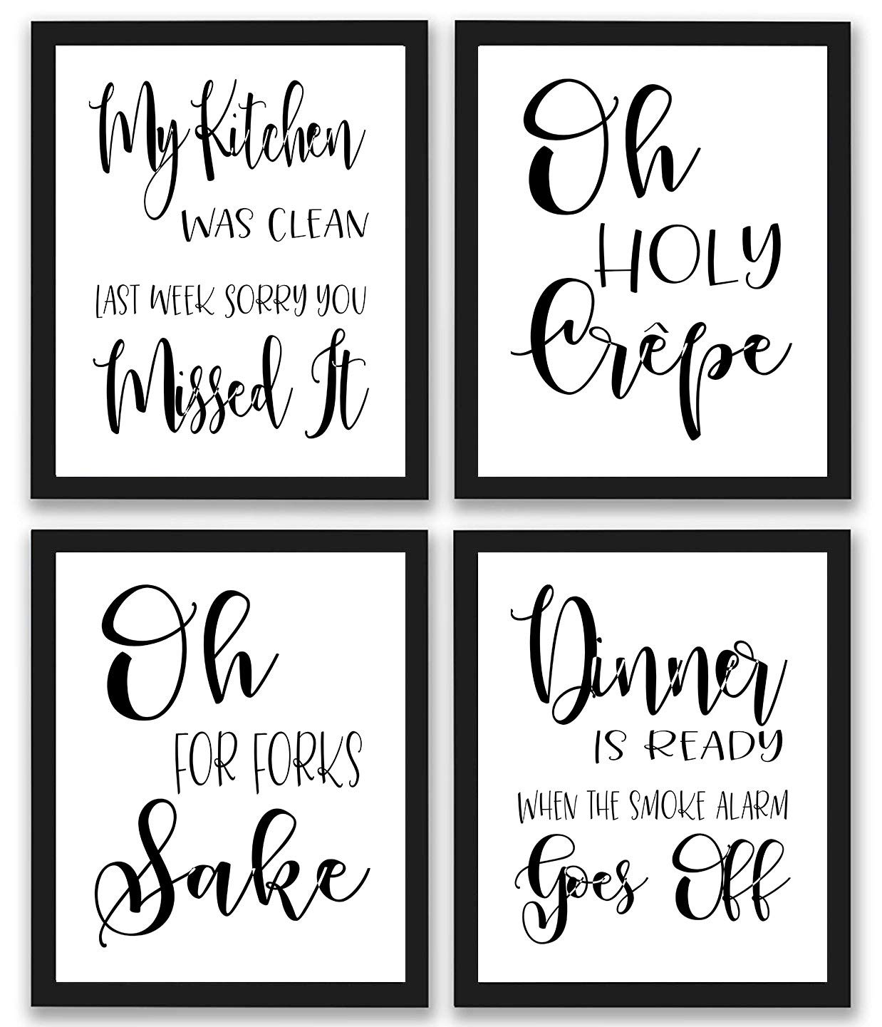 Set of 4 Kitchen Quotes & Sayings Art Prints - 8x10 Unframed Wall Decor | Inspirational Kitchen Wall Art for Home, Office & Gifts | Perfect for Farmhouse, Modern & Rustic Kitchen Decor