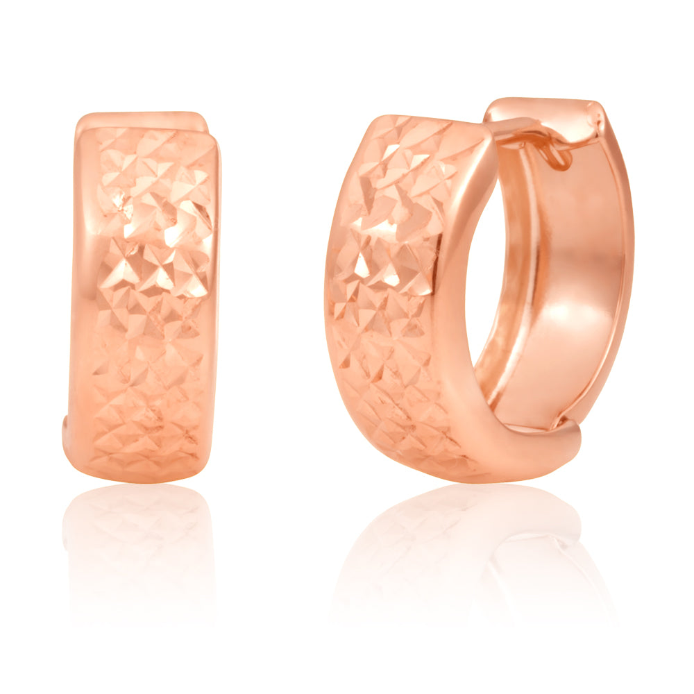 9ct Rose Gold 10mm Huggie Hoop Earrings for Women - Minimalist Everyday Jewelry for Work, Date Night & Special Occasions