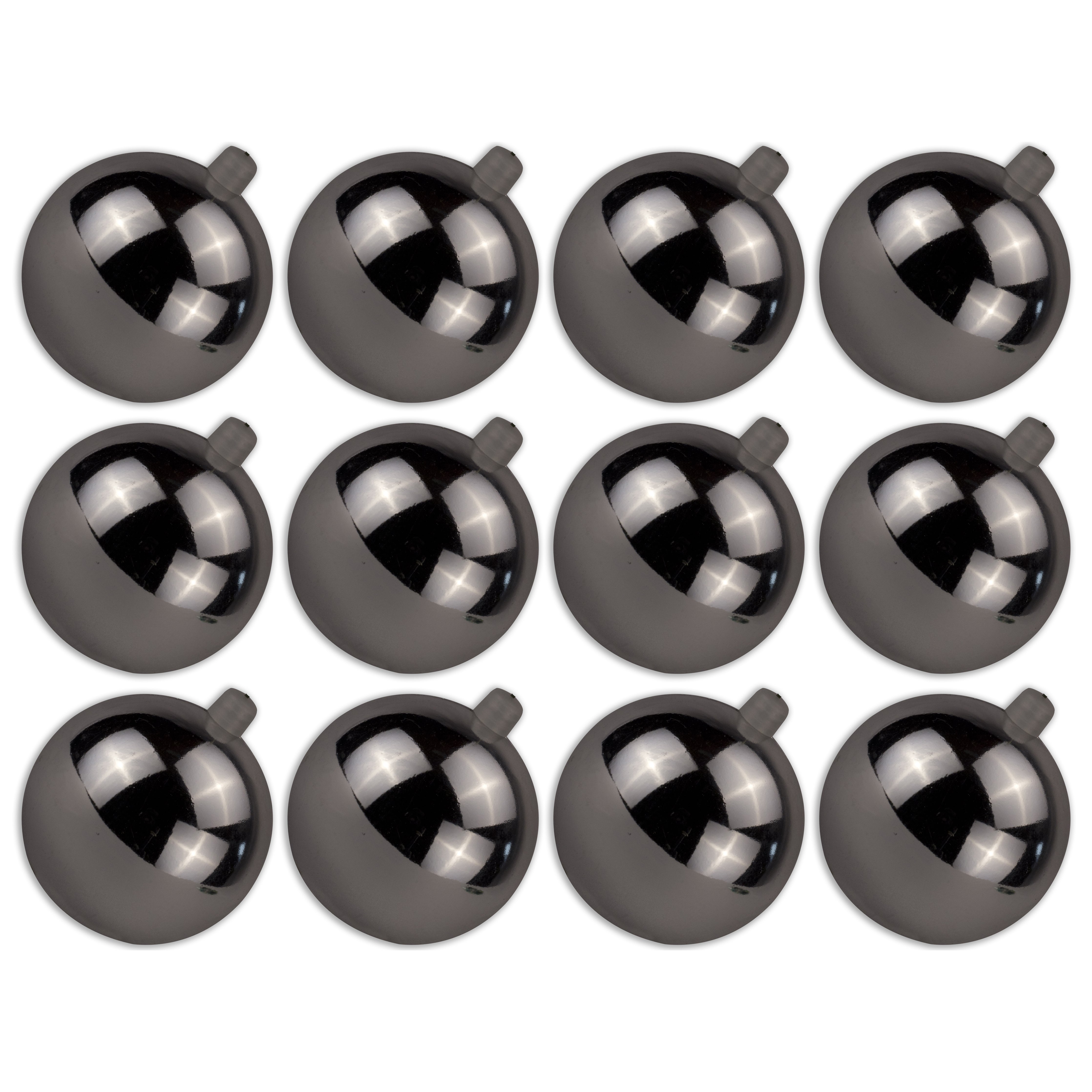 12 Pack 80mm Shiny Silver Christmas Ball Ornaments with Hanging Wire - UV Coated Holiday Decor for Tree, Wreaths, and Home Decoration