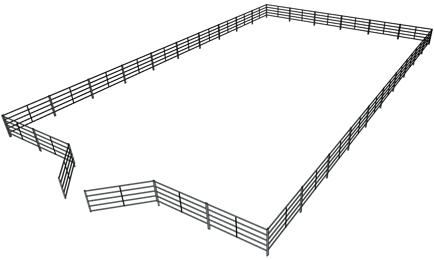 60' x 100' Galvanized Steel 5-Rail Horse Riding Arena - Perfect for Equestrian Training, Show Jumping & Outdoor Riding Facilities