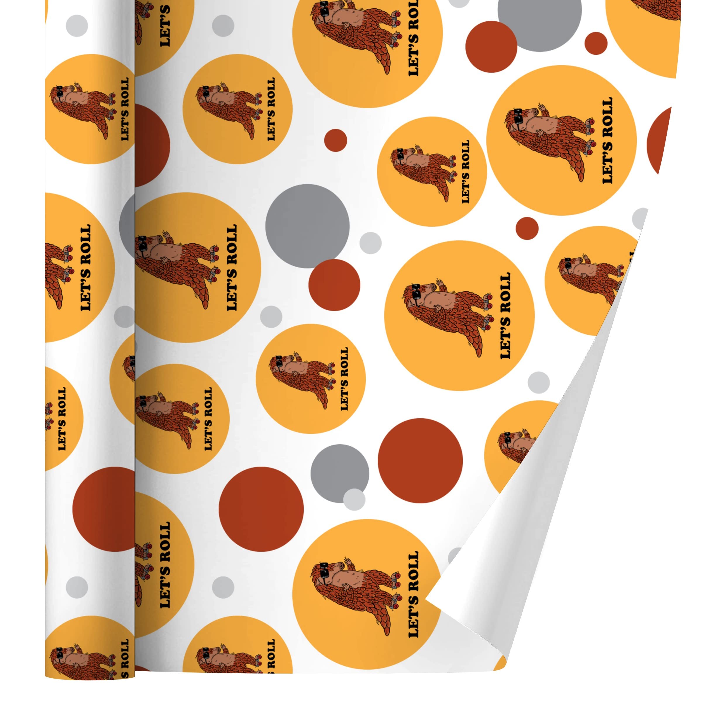 GRAPHICS & MORE Let's Roll Armadillo Roller Skates Funny Humor Gift Wrap Wrapping Paper Roll - Perfect for Birthday Parties, Christmas Gifts & Special Occasions