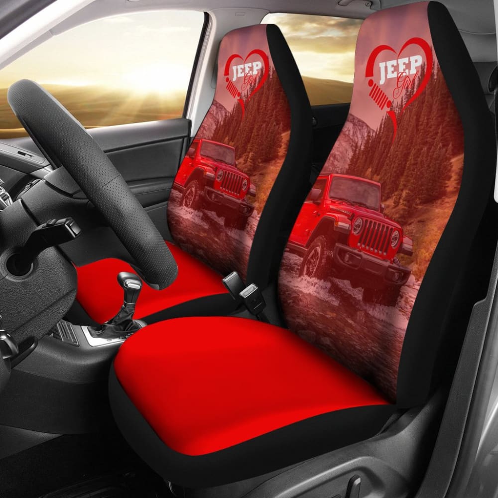 Premium Red Jeep Girl Car Seat Covers 211703 - Waterproof & Durable for Wrangler, Cherokee, Grand Cherokee - Perfect for Off-Road Adventures & Daily Commutes