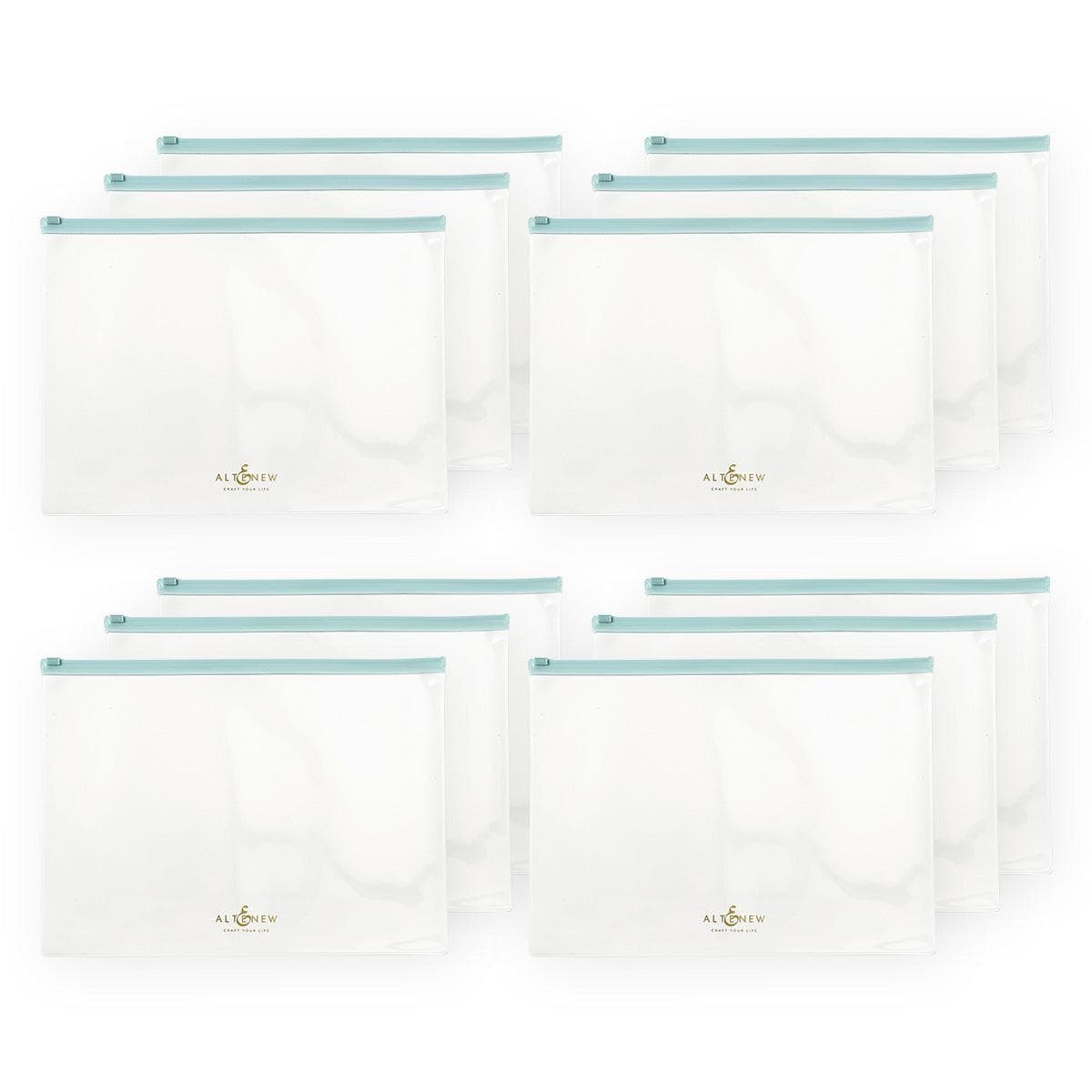 12 Pack Blue Zip & Keep Pouches - Waterproof Storage Bags for Travel, Organizing, and Daily Use - Perfect for Cosmetics, Jewelry, and Small Essentials